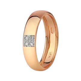 Обручальное кольцо с 4 бриллиантами 0,013 ct 4/5 из розового золота, артикул R-12003
