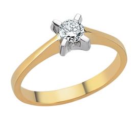 Помолвочное кольцо с 1 бриллиантом 0,22 ct 3/4 желтое и белое золото, артикул R-TRN04963-007 
