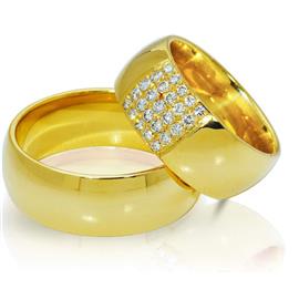 Обручальные кольца парные с бриллиантами серии "Twin Set", артикул R-ТС des21025