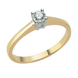 Помолвочное кольцо с 1 бриллиантом 0,19 ct 3/5 желтое белое золото, артикул R-TRN04816-010 