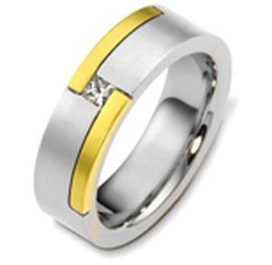 Обручальное кольцо с бриллиантом "Принцесса" из золота 585 пробы, артикул R-2444