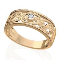 Обручальное кольцо дизайнерское из розового золота с бриллиантом