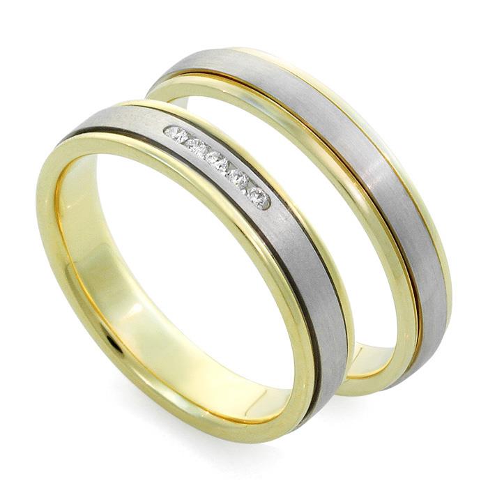 Обручальные кольца из белого золота с желтым золотом