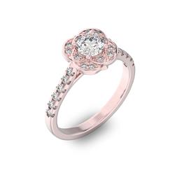 Помолвочное кольцо с 1 бриллиантом 0,45 ct 4/5  и 24 бриллиантами 0,29 ct 4/5 из розового золота 585°, артикул R-D36044-3