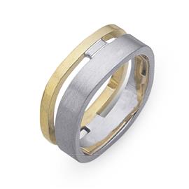 Обручальное кольцо из двухцветного золота 585 пробы, артикул R-СЕ020