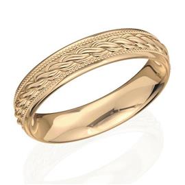 Обручальное кольцо дизайнерское из розового золота, ширина 4 мм, комфортная посадка, артикул R-W45342-2
