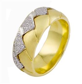 Обручальное кольцо с бриллиантами из золота 585 пробы, артикул R-2261