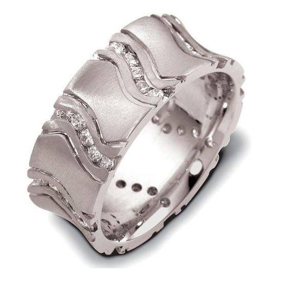 Обручальное кольцо с бриллиантами из белого золота 585 пробы с бриллиантами, серия "Diamond", артикул R-2223