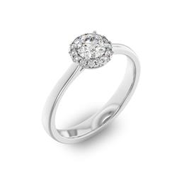 Помолвочное кольцо с 1 бриллиантом 0,45 ct 4/5  и 14 бриллиантами 0,08 ct 4/5 из белого золота 585°, артикул R-D36014-2
