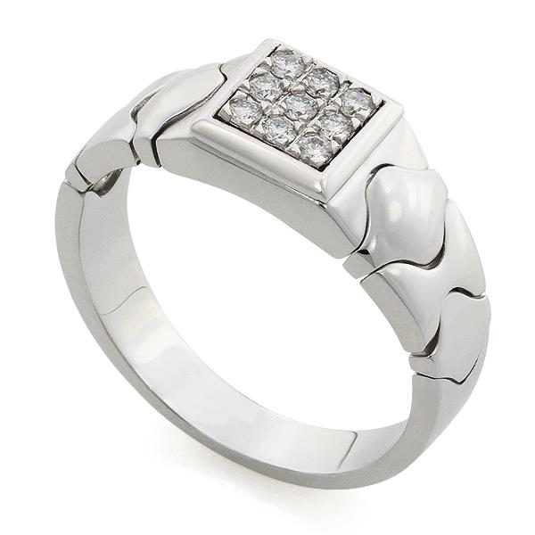 Мужское кольцо с 9 бриллиантами 0,24 ct 3/5 из белого золота, артикул R-СА321 