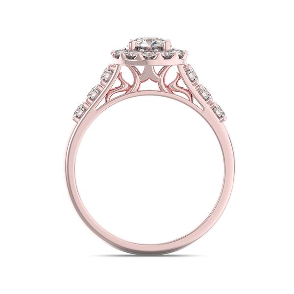 Помолвочное кольцо с 1 бриллиантом 0,45 ct 4/5  и 18 бриллиантами 0,45 ct 4/5 из розового золота 585°