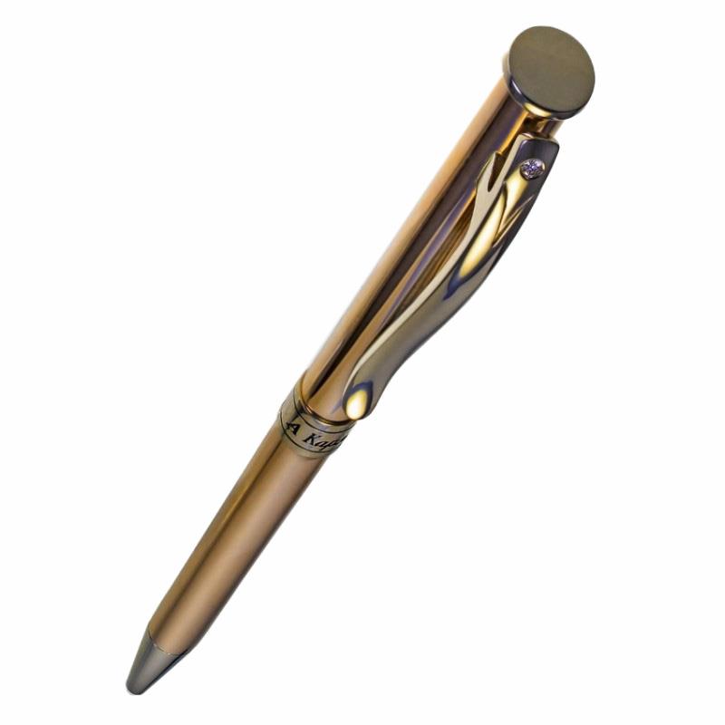 Подарочная ручка из розового и белого золота  с 1 бриллиантом, артикул R-r4