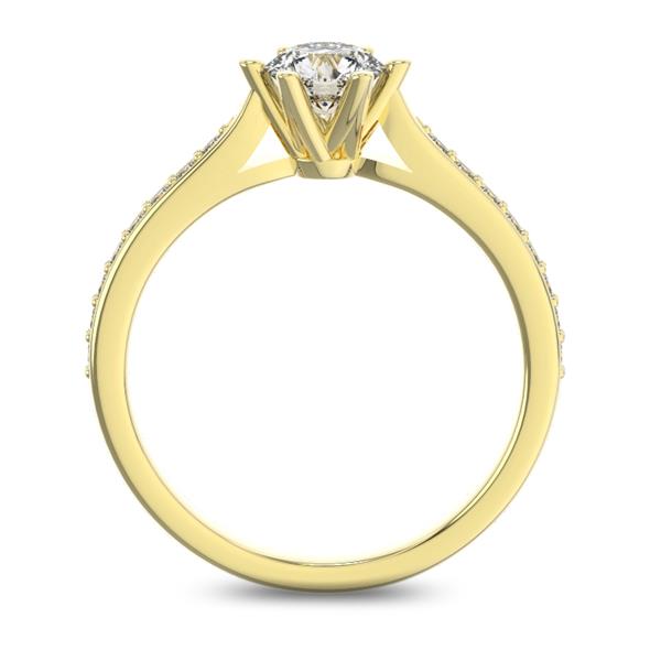 Помолвочное кольцо с 1 бриллиантом 0,3 ct 4/5  и 16 бриллиантами 0,12 ct 4/5 из желтого золота 585°