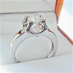 Помолвочное кольцо с 1 бриллиантом 0,18 ct 3/6 белое золото 585°, артикул R-LK007-2 