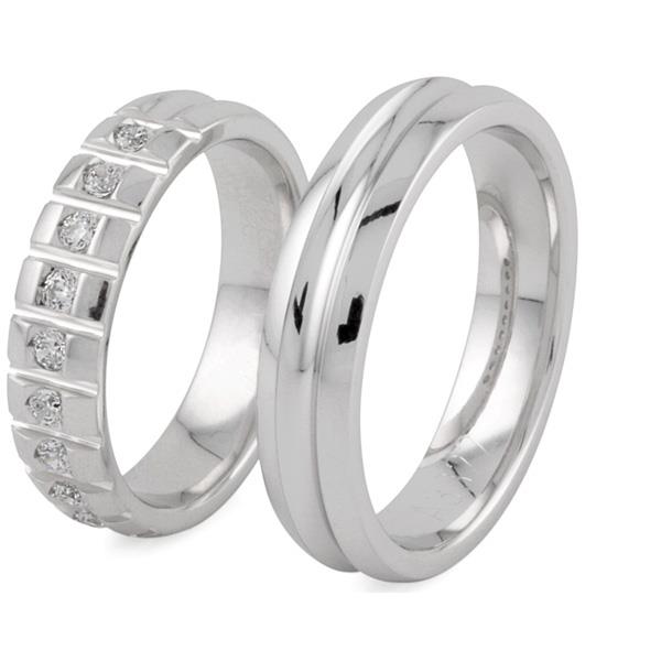 Обручальные кольца с бриллиантами из белого золота