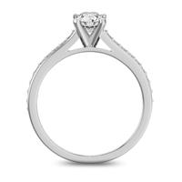 Кольцо с 1 бриллиантом 0,35 ct 4/5  и 18 бриллиантами 0,14 ct 4/5 из белого золота 585°